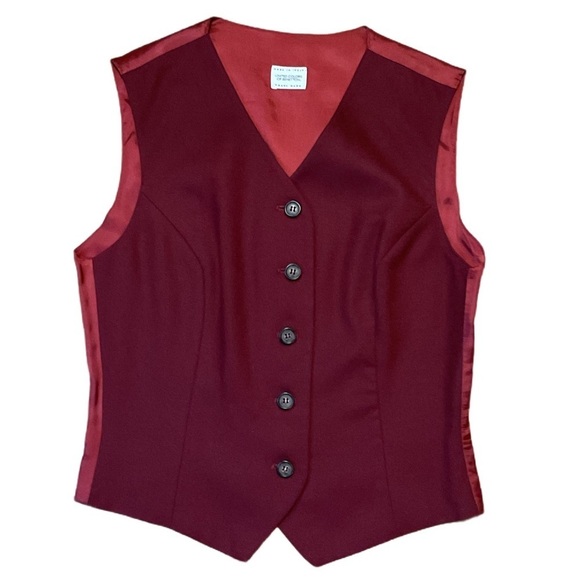 United colors  burgundy red vest wool made in Italy button down top clueless - Picture 1 of 9